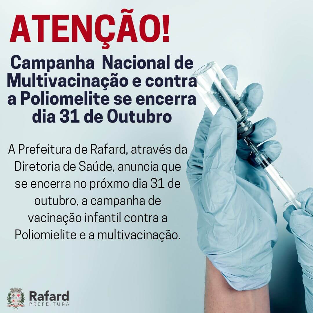 You are currently viewing Vacinação: Campanha contra Poliomielite e Multivacinação se encerra no próximo dia 31