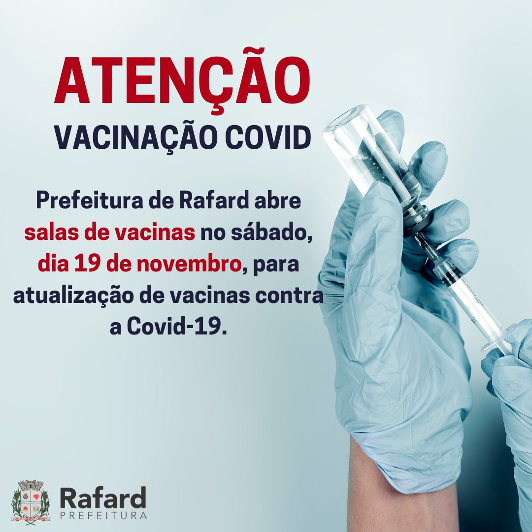 You are currently viewing RAFARD ABRE SALAS DE VACINAS SÁBADO DIA 19 DE NOVEMBRO PARA ATUALIZAÇÃO DE VACINAS CONTRA A COVID-19