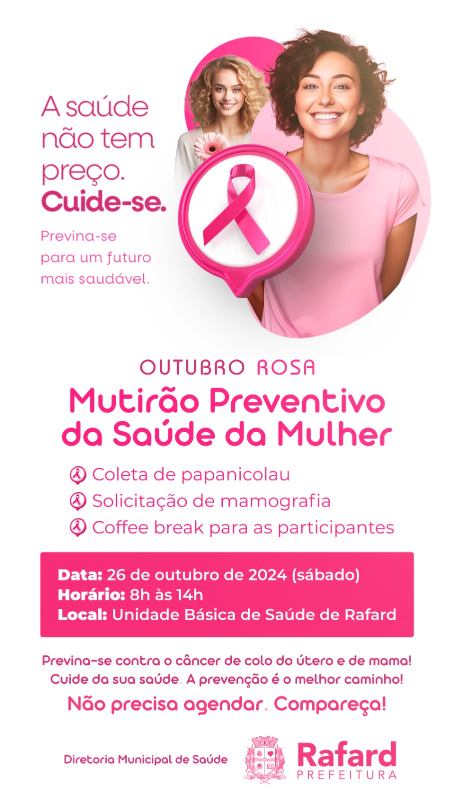 Você está visualizando atualmente Outubro Rosa: Rafard realiza mutirão preventivo para a saúde da mulher