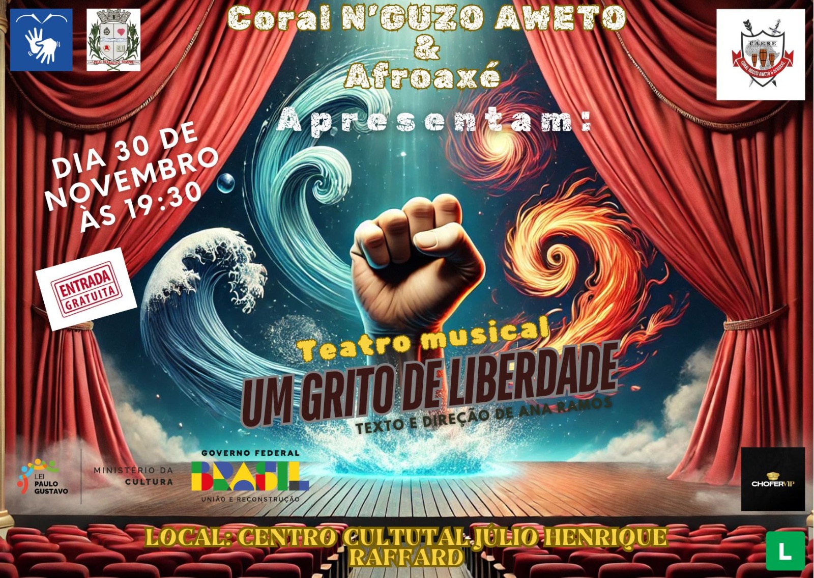 Coral N’Guzo Aweto & Afroaxé apresentam espetáculo “Um Grito de Liberdade” em Rafard